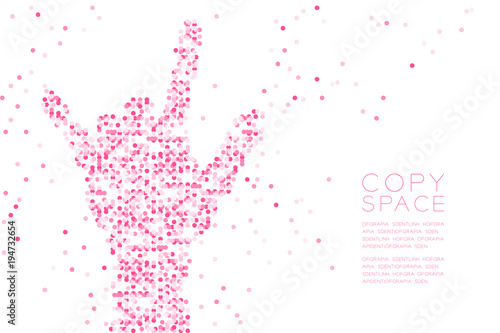 Abstract Geometric Circle dot pattern I love you Hand shape, sign language concept design pink color illustration isolated on white background with copy space, vector eps 10