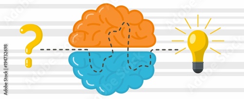 Barin banner. Flat illustration of brain vector banner for web