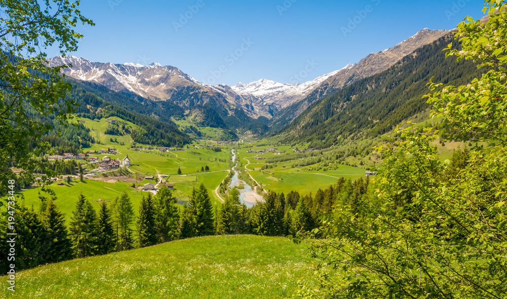 Fototapeta premium Ridanna valley, near the Isarco valley in South Tyrol, Trentino Alto Adige, Italy.