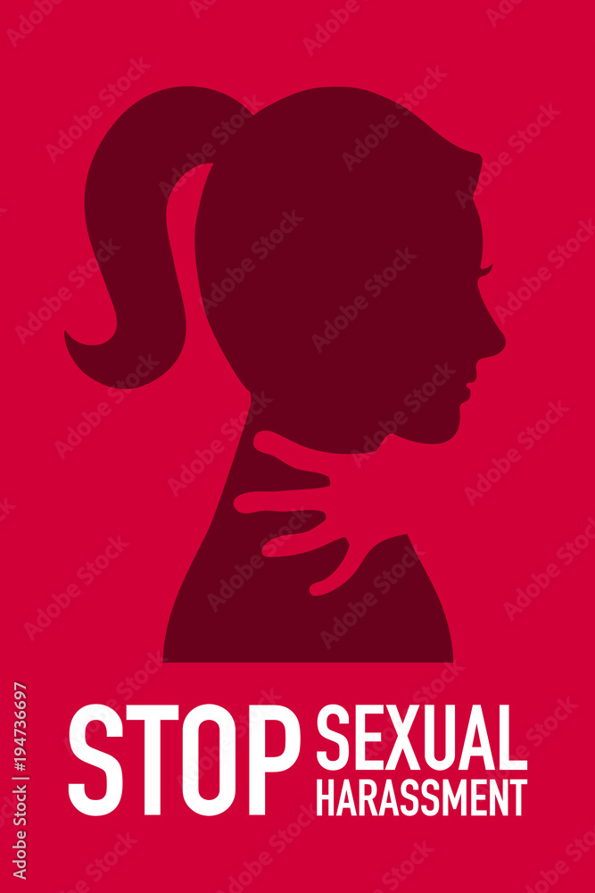 Violence against women. Stop sexual harassment silhouette. Vector illustration