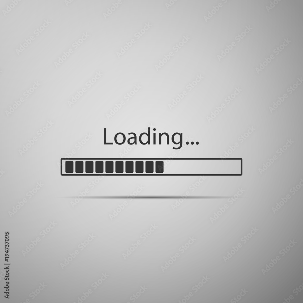 Loading icon isolated on grey background. Progress bar icon. Flat design. Vector Illustration Loading icon isolated on grey background. Progress bar icon. Flat design. Vector Illustration