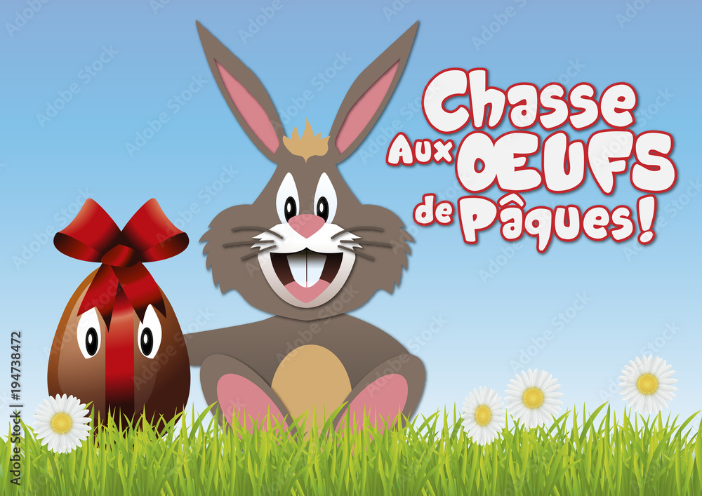 Fototapeta premium Pâques - œuf - œuf de Pâques - lapin - chocolat - chasse aux œufs - fête - enfant - tradition