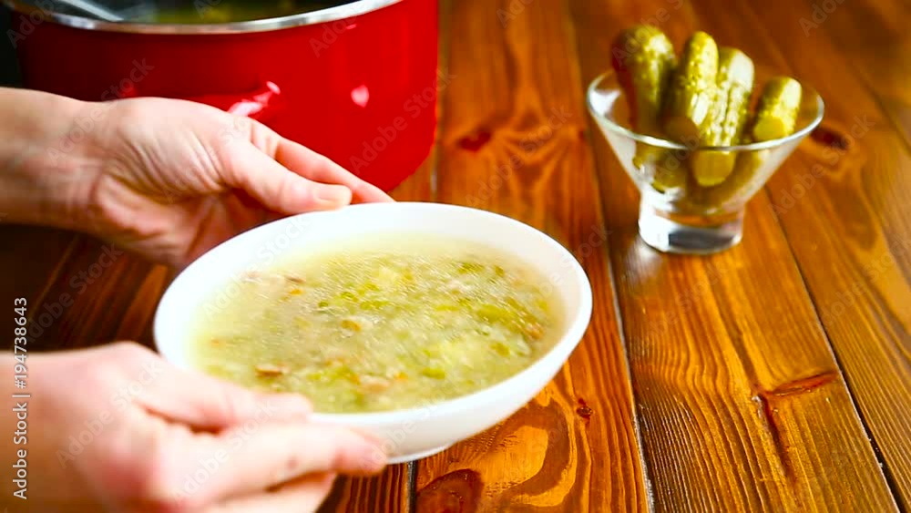 rassolnik soup in a bowl rassolnik soup in a bowl