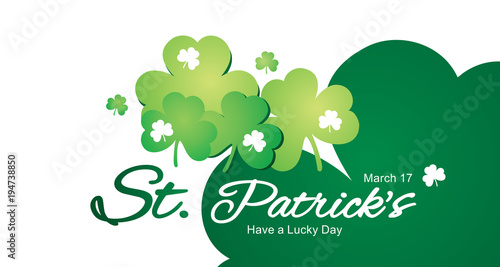Saint Patrick Day clover Banner white background