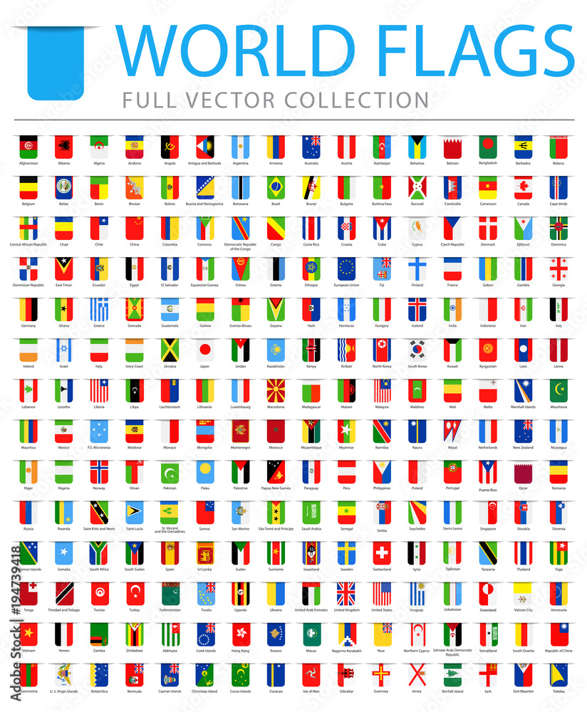 All World Flags - New Additional List of Countries and Territories - Vector  Bookmark Flat Icons Stock Vector | Adobe Stock