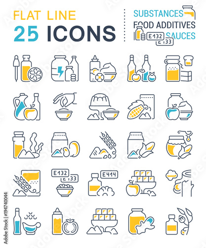 Set Vector Line Icons of Food Additives.