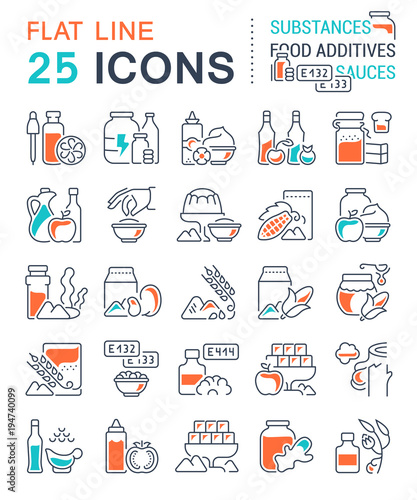 Set Vector Line Icons of Food Additives.