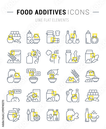 Set Vector Line Icons of Food Additives.