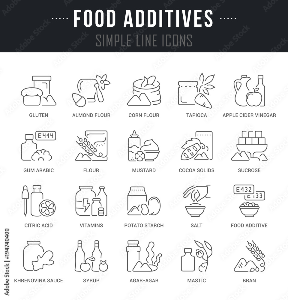 Set Vector Line Icons of Food Additives. Set Vector Line Icons of Food Additives.
