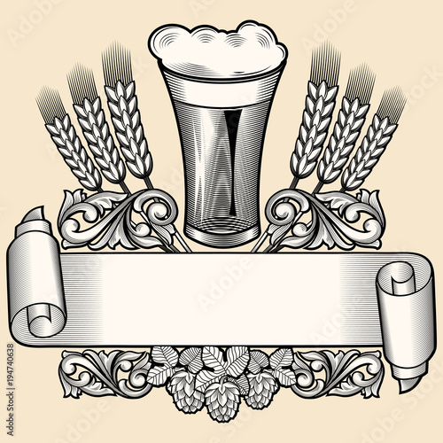Monochrome decorative beer emblem