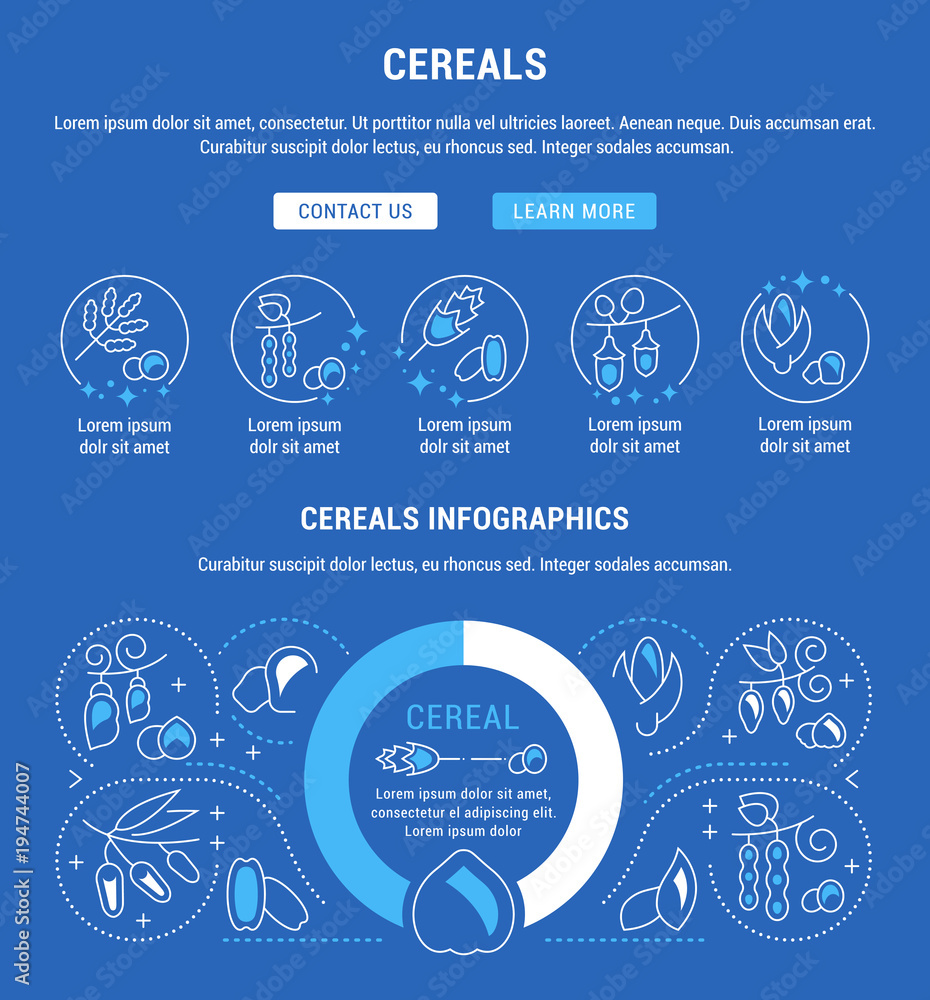 Naklejka premium Website Banner and Landing Page of Cereals.