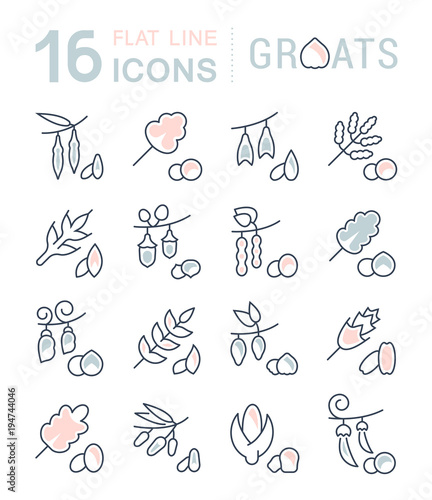 Set Vector Line Icons of Groats