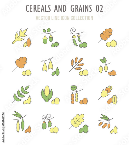 Set of Retro Icons of Cereals and Grains