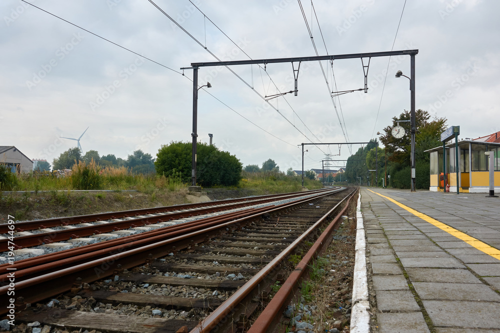 The old railway station of a small town Zeebrugge