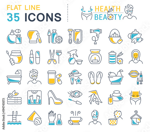 Set Vector Line Icons of Health and Beauty