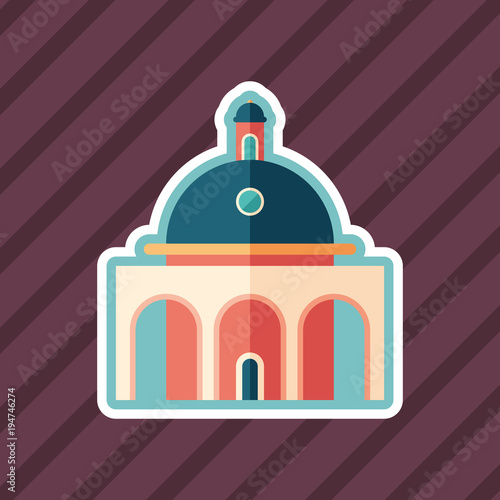 Planetarium sticker flat icon with color background.