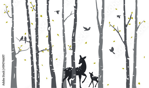 Fototapeta ręcznie rysowane jelenie w lesie