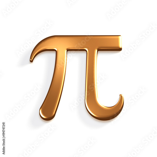 Pi Number Bronze Mathematical Symbol. 3D Render Illustration