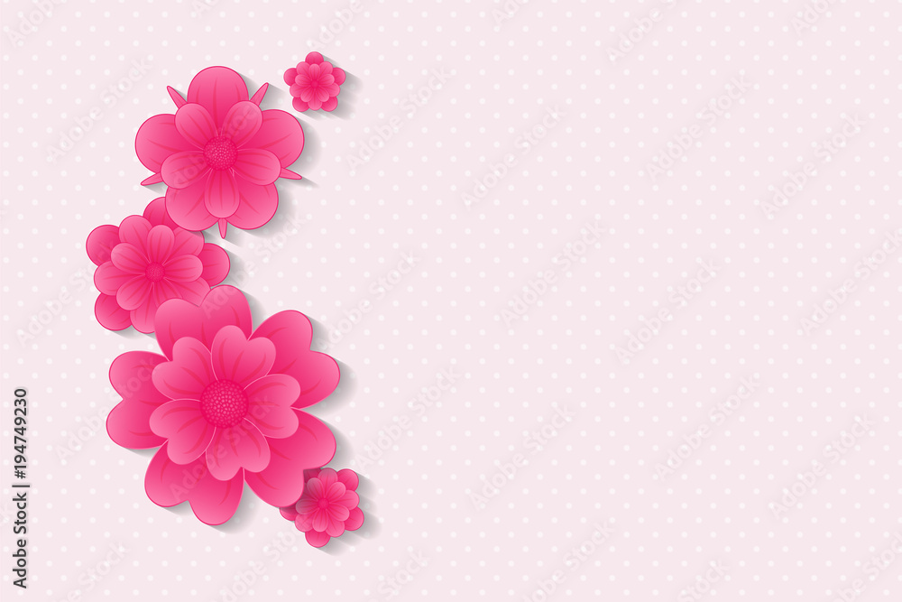 Colorful floral background - template of a card for Women's Day and Mother's Day. Vector.
