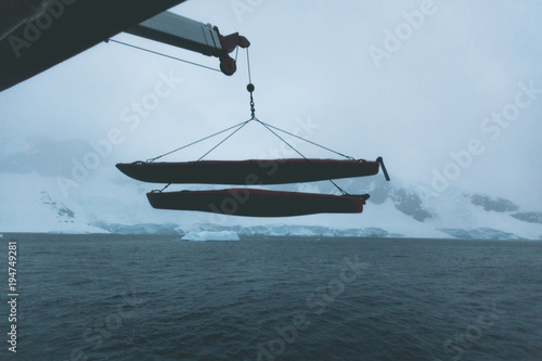 Lowering Kayaks - Antarctica