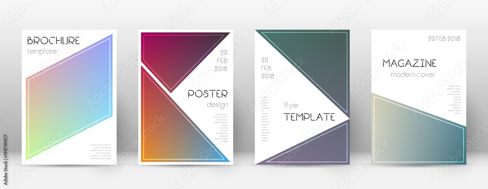 Flyer layout. Triangle elegant template for Brochure, Annual Report, Magazine, Poster, Corporate Presentation, Portfolio, Flyer. Bewitching color transition cover page.