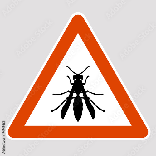 wasp black silhouette road sign vector illustration