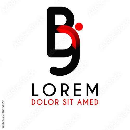 BJ Letter black logo with gradient arrow