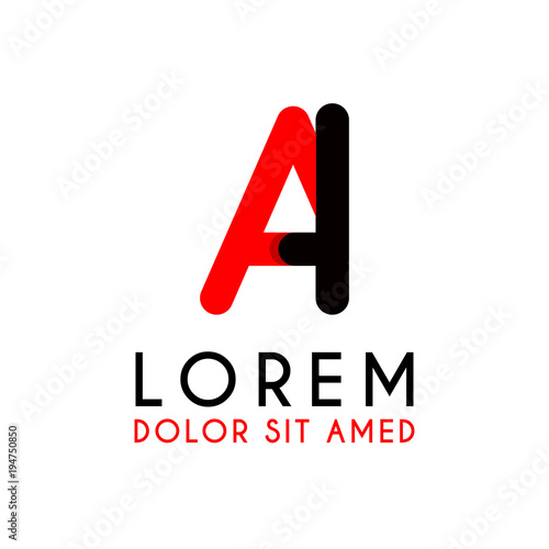 initial Letter IA with red Black and has rounded corners