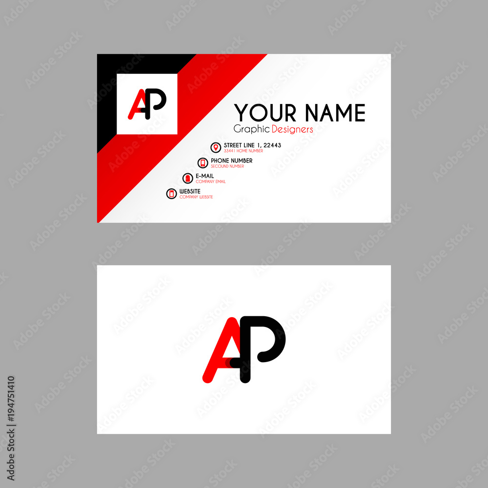 Simple Business Card with initial letter AP rounded edges Simple Business Card with initial letter AP rounded edges
