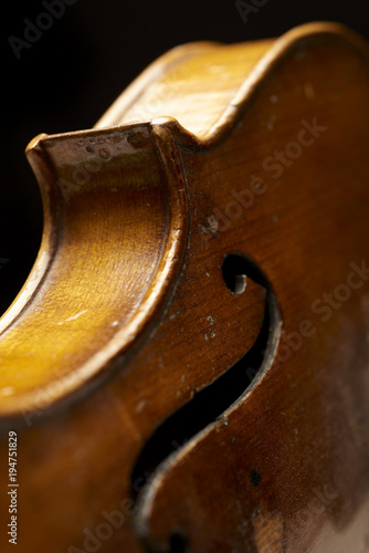 close up of an old beautiful violin