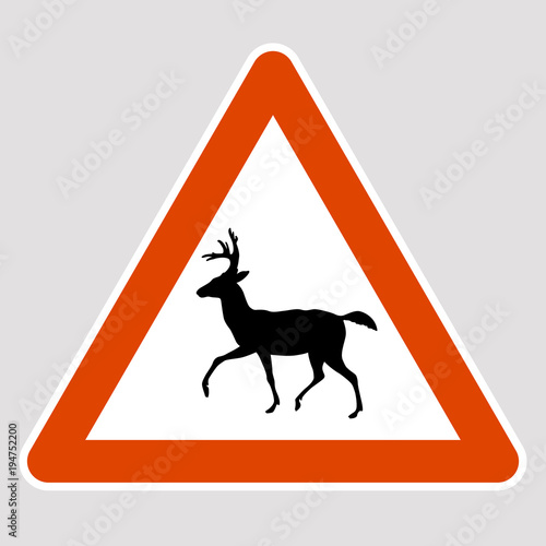elk black silhouette road sign vector illustration