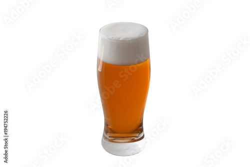 Картината върху платно Glass of Beer with foam isolated on a white background