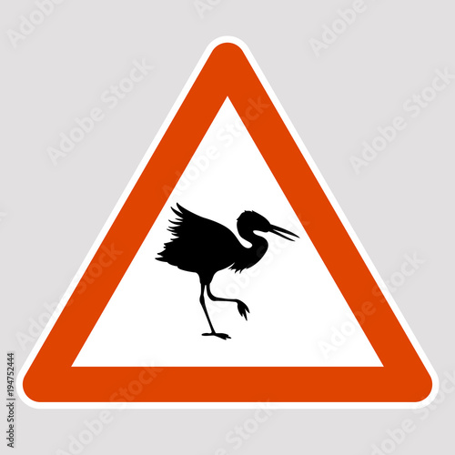 bird black silhouette road sign vector illustration