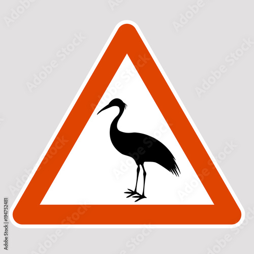 crane black silhouette road sign vector illustration