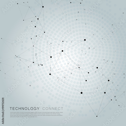 Geometric network abstract background with connected line and dots
