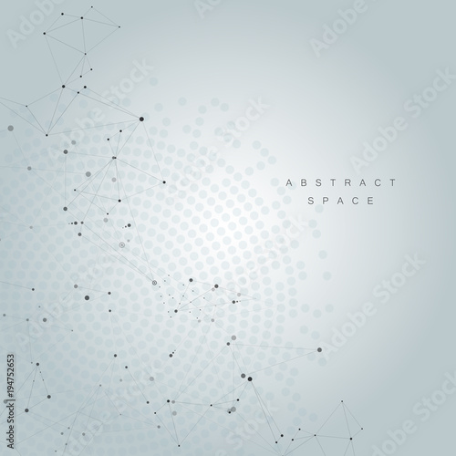 Geometric network abstract background with connected line and dots
