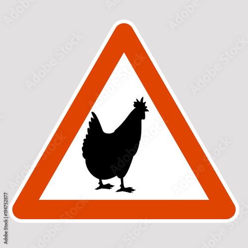 hen black silhouette road sign vector illustration
