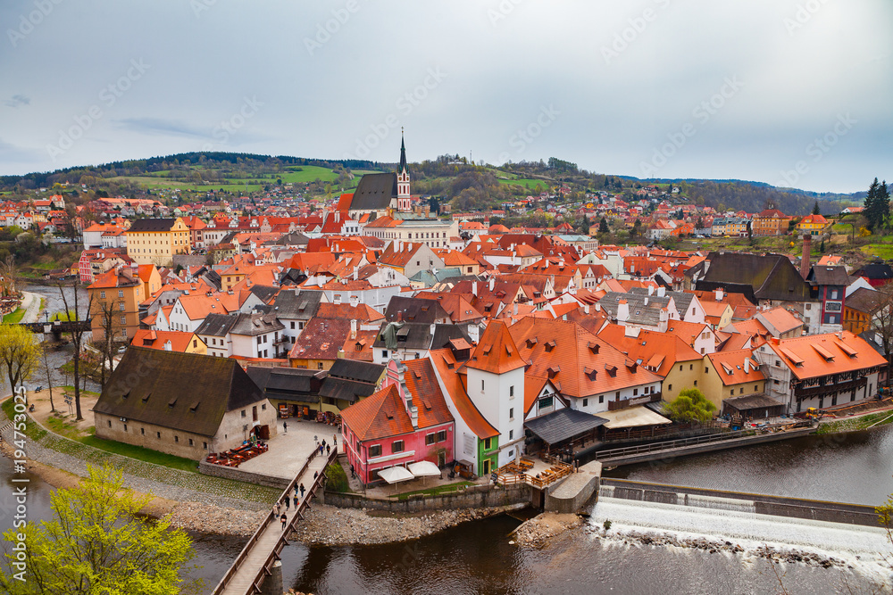 Beautiful view to old town of Cesky Krumlov, Czech republic