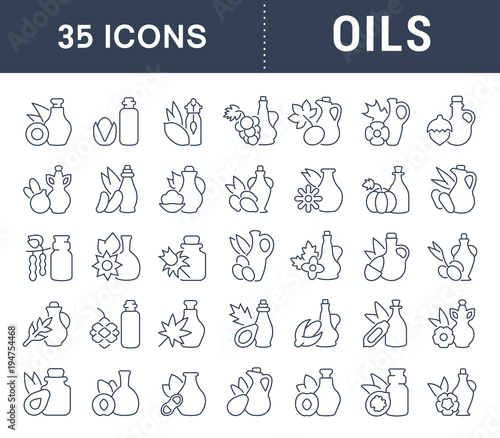 Set Vector Line Icons of Oils