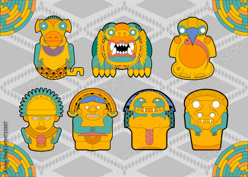figuras precolombinas en vector
