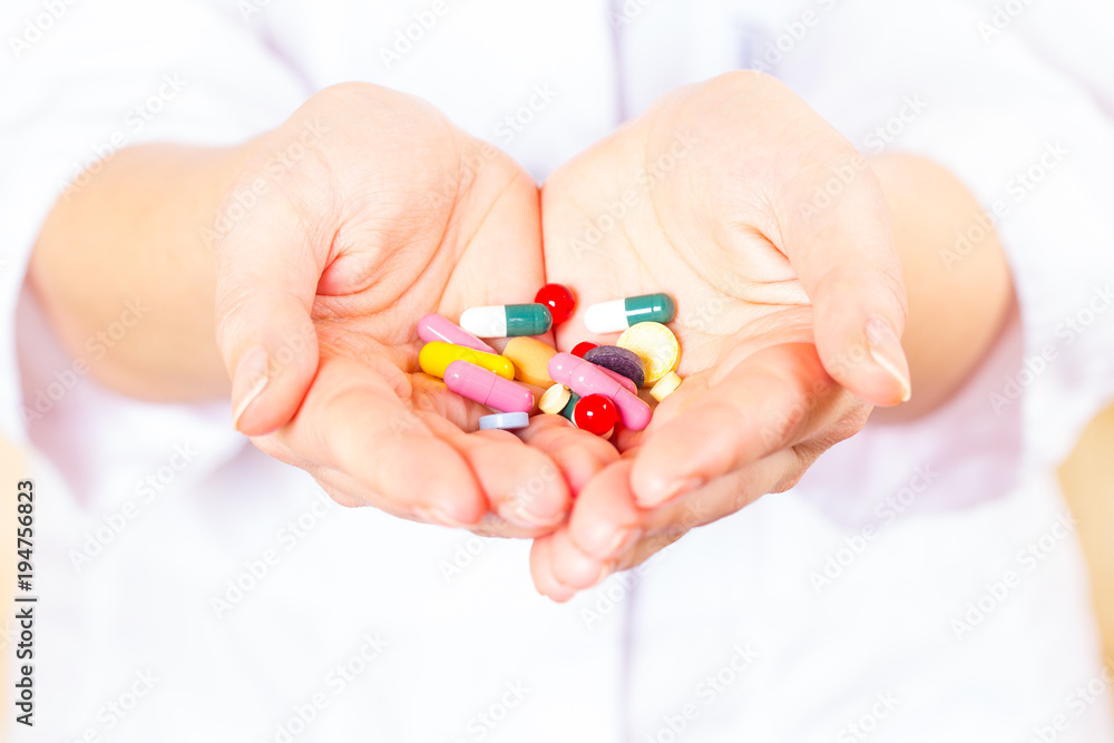 pills capsule hand doctor pharmacist white girl gown vitamin treatment