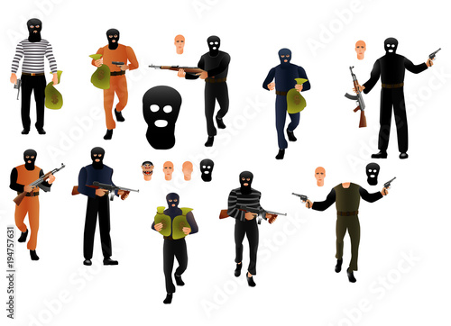 Robber in mask, set