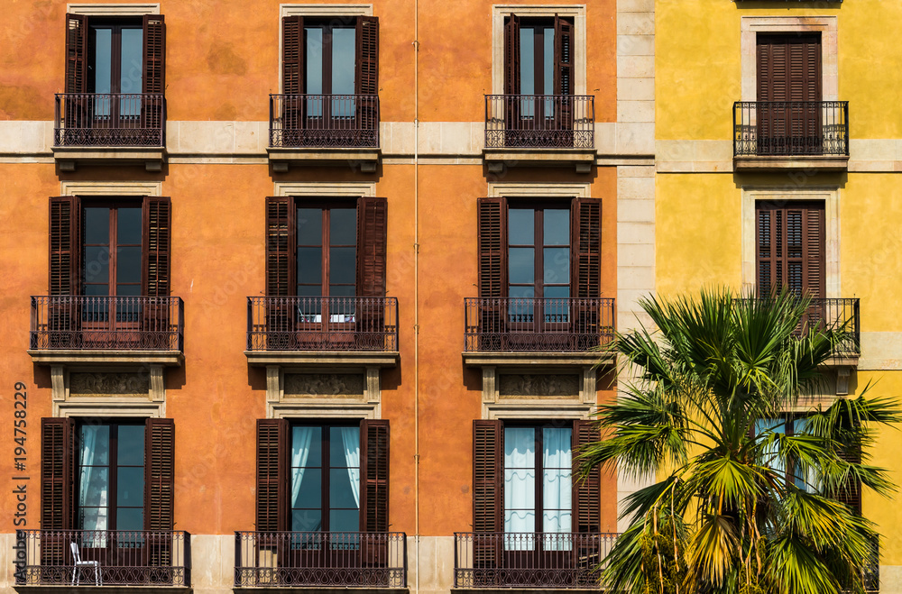 Colorful balconies in Barcelona