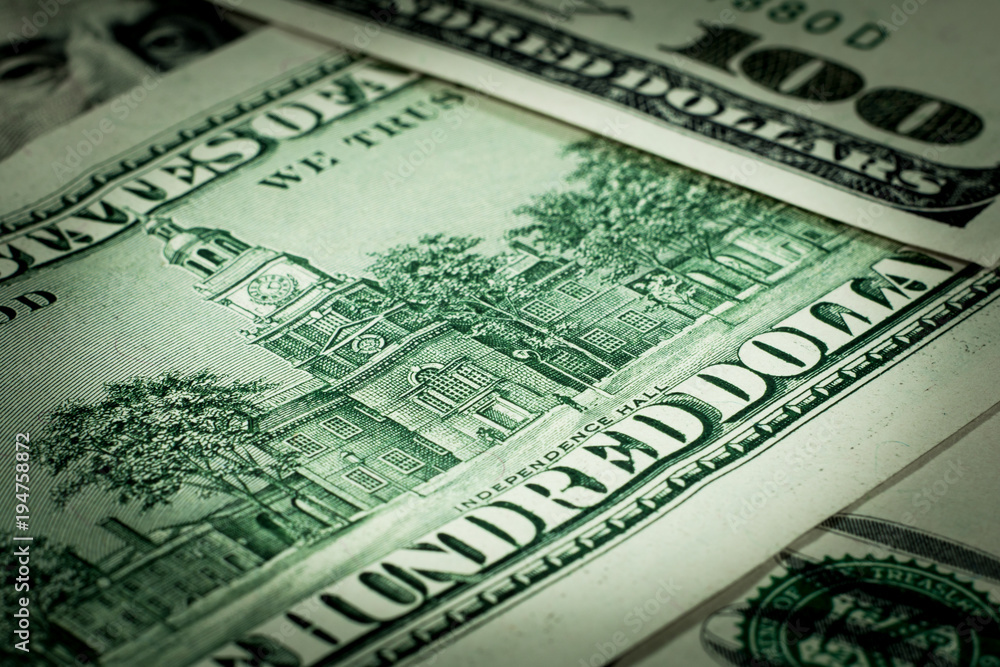 American dollar banknotes close-up American dollar banknotes close-up