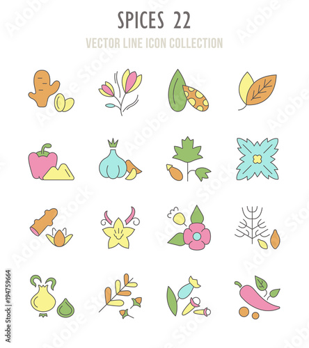 Set of Retro Icons of Spices.