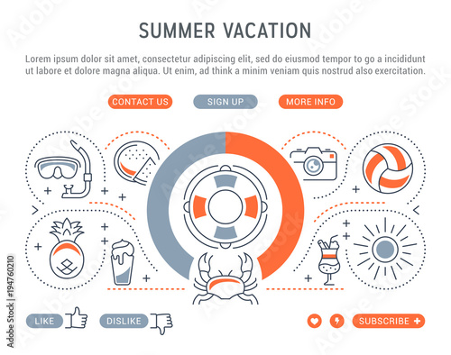 Website Banner and Landing Page of Summer Vacation.