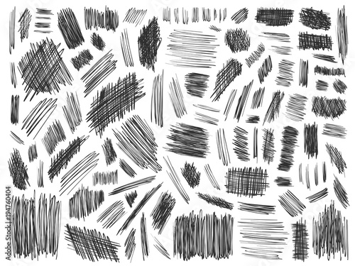 Doodle spots and frames vector. Set of simple bold doodle lines, curves, frames and spots. Pencil effect collection. Doodle bold borders. Set of simple doodles. Pencil effect sketch isolated on white.