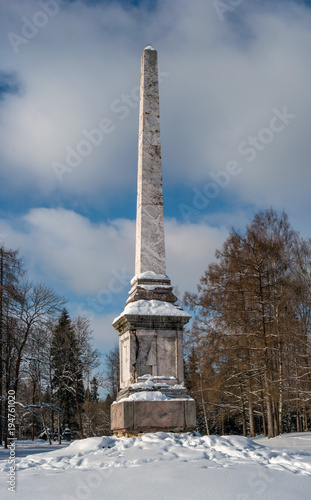Chesma obelisk in Gatchina Park. Sunny winter's day. © oktober64