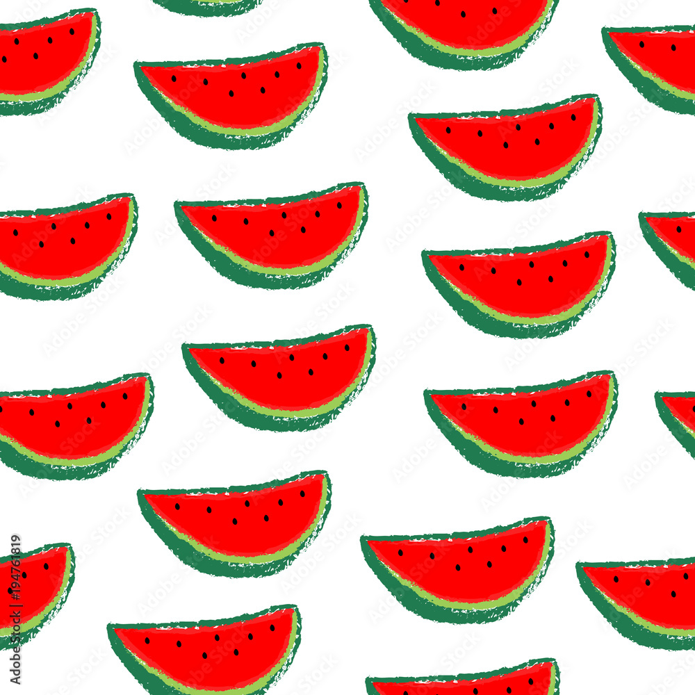 Seamless watermelons pattern. Red watermelon slices on white background Seamless watermelons pattern. Red watermelon slices on white background
