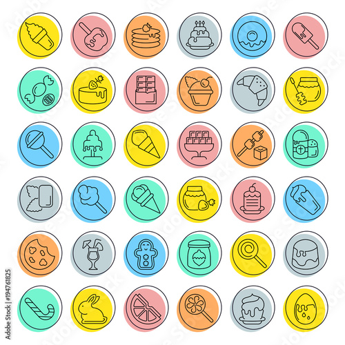 Set Vector Line Icons of Sweets.